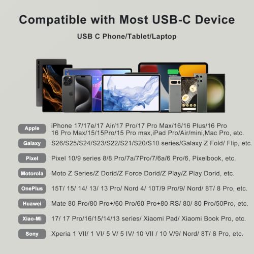 USB C to 3.5mm Audio OTG Adapter with 60W PD Fast Charging | 3 in 1 USB C headphone Splitter for iPhone 17/16/15 Sam-sung Galaxy S25/S24/S23 Ultra S21/S20 iPad Pro Laptops