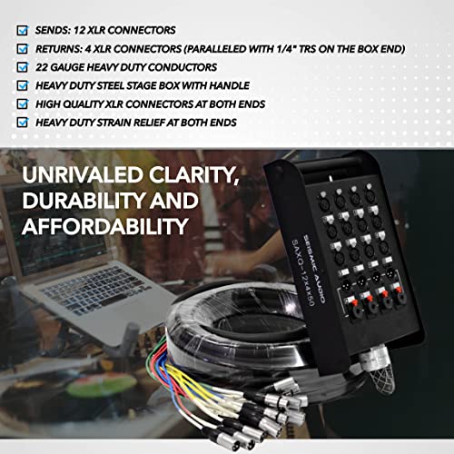 Seismic Audio - SAXQ-12x4x50 - 12 Channel 50' XLR Snake Cable with XLR and 1/4" Returns on the Box - size: 50 Foot - 12 Send x 4 Return
