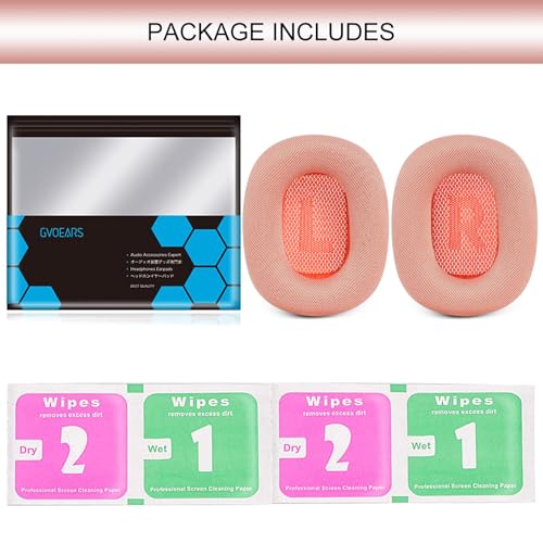 GEVO Upgraded Ear Cushions Replacement Earpads for AirPods Max 1 & 2 Headphones, Mesh Fabric Ear Pads Ear Covers Cups with Memory Foam and Magnet for AirPods Max 1 & 2 (Pink) - color: Pink