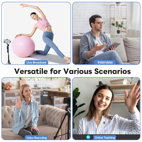Wireless Lavalier Microphone for i Phone Android,Mini Clip-on/Magnetic Mic with 3-Mode Noise Cancellation,100FT Range,30H Battery Charging Case for USB-C Smart Device Vlog/Video Recording/Interview