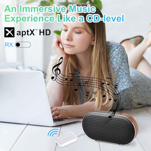Bluetooth Transmitter Receiver, 2-in-1 V5.3 Wireless Adapter for Airplane, TV, PC, Gym, Switch. Supports up to 2 AirPods/Headphones. Audio Receiver for Car/Home Stereo,with AptX Low Latency & HD - color: White