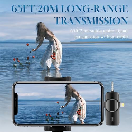 3 in 1 Wireless Lavalier Microphone for iPhone, iPad, Android, Camera,12-Hour Battery, mini Noise Reduction Recording Mic 2.4G Ultra-Low Delay, Microphone for Vlog/ TikTok/YouTube Live Stream( 1 Mic) - size: 1 MIC