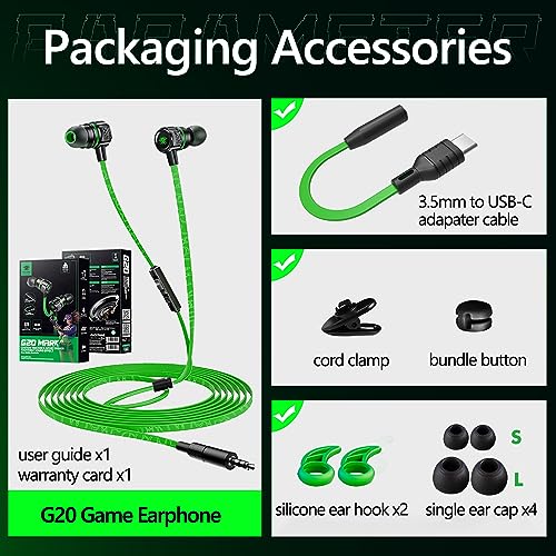Gaming Earbuds Wired, USB C & 3.5mm Dual Plug in Ear Headphones with Mic and Volume Control for Small Ears, Stereo Bass Noise Isolating Earphones for PC/PS4/PS5/Xbox Series/Switch/Sleep/Sport/Workout | Volume Control,Stereo Bass,Noise Isolating,Earphones