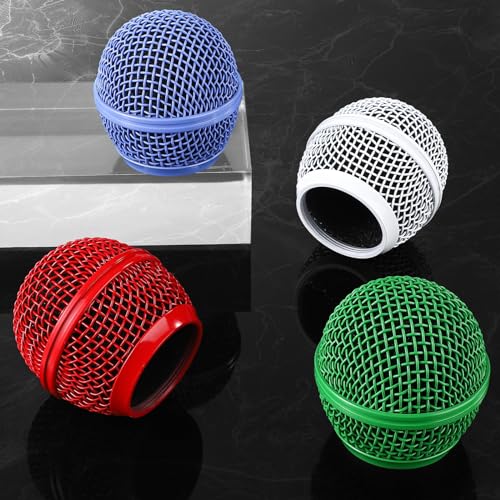Facmogu 4PCS Beta58A Mesh Microphone Heads, Microphone Head Replacement, Microphone Grille Ball Head With Inner Foam, Beta 58A Steel Wireless Mic Head Cover, Round Microphone Head Grill - Mulitcolor - color: Multicolor
