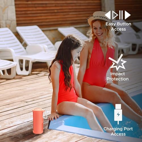 Heavy Duty Protective Carrying Case for Sonos Roam 2 | Red | Compatible with Sonos Roam, Roam 2 & Roam SL | Includes Bluetooth Button | Protect Your Wireless Speaker | Cover / Sleeve - color: Red
