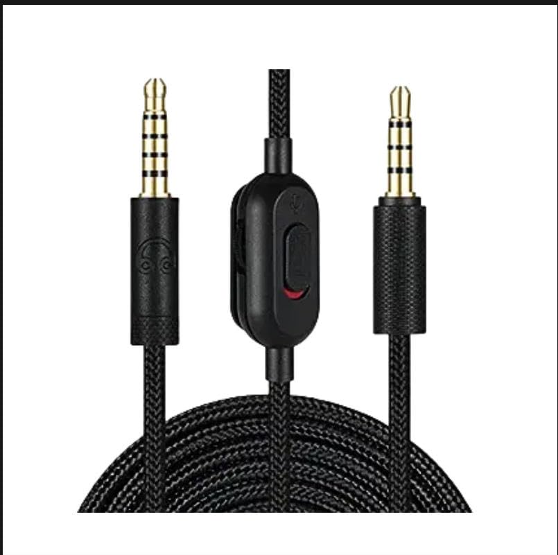 G Pro X Cord, Detachable Gaming Headset Cable Replacement for Logitech G Pro / G433 / G233, 3.5mm(1/8") Nylon Braided Wire with Inline Mute Switch and Volume Controller, 6ft Long