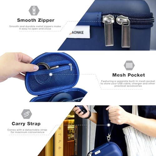 Hard Travel Case Compatible with Beats Solo 4, Studio Pro, Solo 3, Studio 3, Solo 2,Over Ear Headphone Case with Storage Cable Bag Strap (Blue) - color: Blue