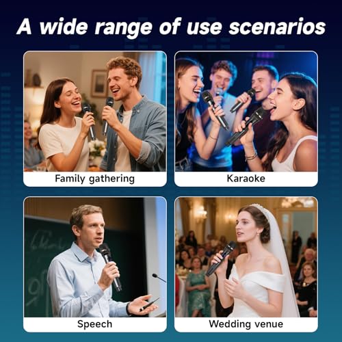 Wireless Karaoke Microphone dynamic Mic Up160ft range handheld plug-and-play design rechargeable Compatible with karaoke machines and PA systems Ideal for party、church Singing and other scenarios