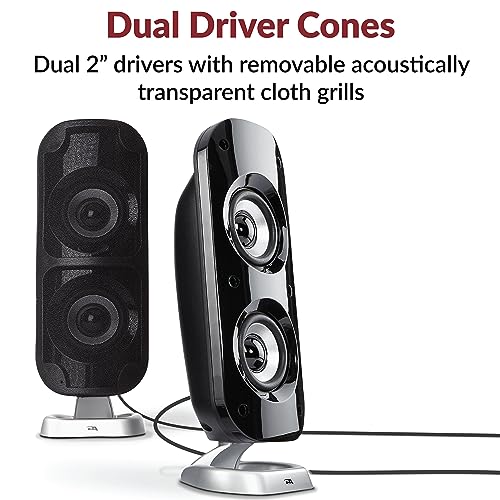 Cyber Acoustics CA-3810 2.1 Multimedia Speaker System with 80W Subwoofer | Powerful 2.1 PC Speaker System with Subwoofer, 80W Power, Desktop Control Pod, Adjustable Bass, for Music, Movies, and Gaming - size: 2.1 80W