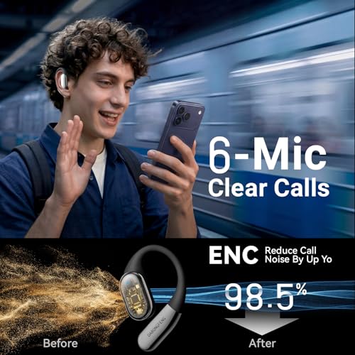DARONGFENG Open Ear Headphones Wireless Earbuds Bluetooth 5.4, for Running & Workouts: Ergonomic Snug-Fit Earhook, Powerful Bass, Immersive HD Sound & Clear Calls, 40H Playtime with Smart Display