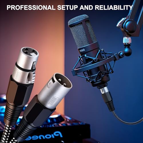 XLR Cable 30 FT/5 Pack, Microphone Cable 3 Pin Nylong Braided Balanced XLR Male to Female Heavy Duty Mic Patch Cords (Pure Copper Conductors) - size: 30FT