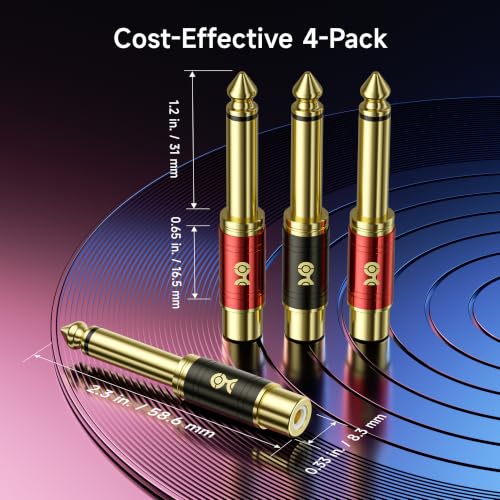 Cable Matters 4-Pack RCA to 1/4 Adapter (1/4 to RCA Adapter)