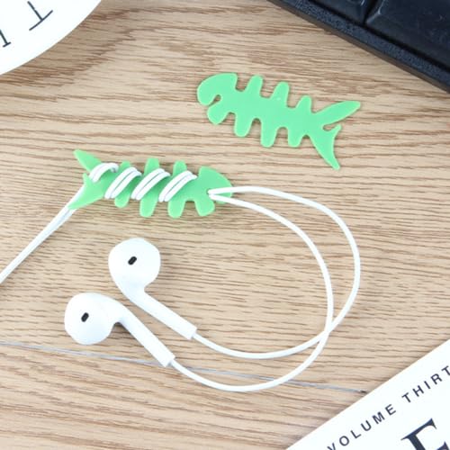 Artibetter 200pcs Fish Bone Cable Winder Silicone Earphone Line Organizer Creative Cable Storage for Home Design Random Colors