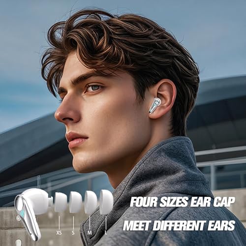 Wireless Gaming Earbuds for PC with Mic 2.4GHz Dongle Low Latency ANC Noise Cancelling Earbuds in Ear Gaming Headphones Earphone Ear Buds Compatible with Meta Quest 2, Steam Deck, PS4, PS5, PC, Switch - color: White