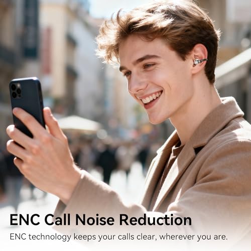 Open Ear Clip on Earbuds Bluetooth Headphones Wireless Ear Buds | Bluetooth 5.4 LED Digital Display IPX5 Waterproof HiFi Stereo 36H Playtime Comfortable Lightweight - color: Gold