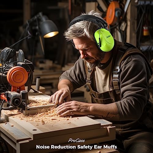 ProCase NRR 28dB Noise Reduction Ear Muffs, Foldable Adjustable Noise Cancelling Headphones - color: 1 - Neonyellow