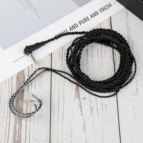 2 Meter QDC in Ear Monitor Cable CCA CRA IEM Extension Headphone Cable Cords for EDX PRO/Castor/KZ ZS10 PRO/ZAR/ZAX/ZAS/AS16/ZSNPRO, CCZ 4N OFC Silver-Plated Wire (Inky, Recessed 2 Pins, 3.5mm Plug) - size: QDCpins 3.5mm, style: 2M long