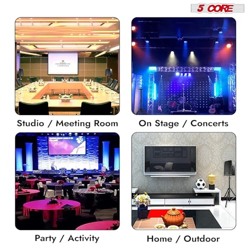 5 Core Speaker Stand Pair Universal Mount Steel Construction 132 Lb Capacity Stable Tripod w/Adjustable Height 36” w 35mm Compatible Insert Metal Safety Pin Included Bag - color: RED
