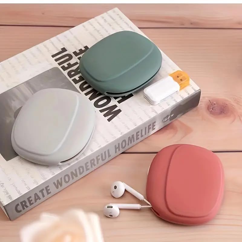 Silicone Earphone Storage Bag Data Cable Charger Storage Box, Wired Headphone Organizer(Grey) - color: Grey
