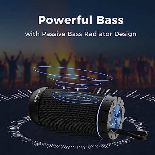 comiso Bluetooth Speaker, IP65 Waterproof, 24H Play, TWS, 360° HD Stereo | 360° immersive stereo sound with punchy bass; IP65 waterproof design; TWS pairing; 24-hour battery for home, camping, beach. - color: Black, style: Classic