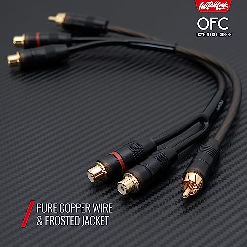 Install Link RCA Y Adapter Cable, 1-Male to 2-Female Splitter, 2-Pack (OFC) | Pure OFC Copper, 1ft, Feeds One Stereo Signal to Two Components, for Subwoofer, Home Theater, Car Audio Amplifier, Studio - color: Frosted Black, size: 1-Male to 2-Female