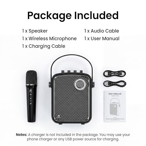 70W Voice Amplifier with UHF Wireless Handheld Microphone & Bluetooth 5.3 | Portable PA System & Karaoke Mic Speaker Set with USB/TF/AUX/Guitar for Teaching, Public Speaking & Singing - S100