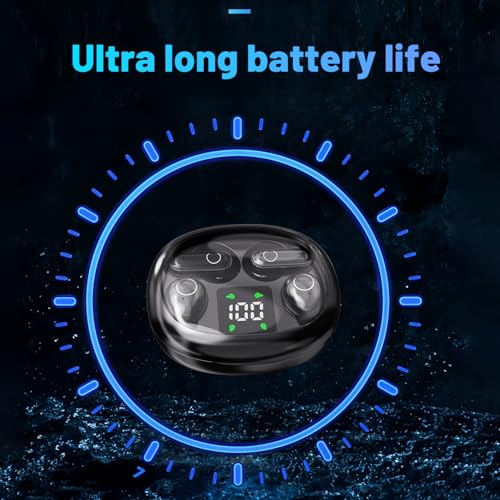 2-in-1 Mini Invisible Sleep Bluetooth Earbuds,Small Wireless Sleep Headphones for Side Sleepers,Bluetooth 5.4 Bass Stereo Sound Over-Ear Earbuds,Bluetooth Earbuds for Laptop/Phones/Sports (Black) - color: Black