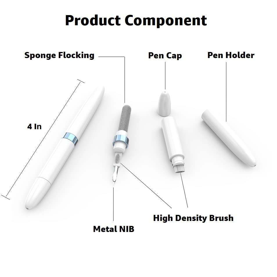 Dual-Brush Earbud Cleaning Pen | 4-in-1 Pro Kit for Precision & Durability, Tool Compatible with Airpods, Galaxy Buds, All Wireless Headsets -Blue - color: Blue
