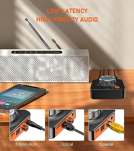 Bluetooth Receiver for Home Stereo Bluetooth Adapter | Bluetooth Audio Receiver for Stereo Receiver & Old Speakers, Optical/COAXIAL/AUX Output, Bluetooth 5.3 Low Latency, KAIY