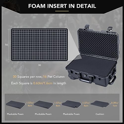 Lykus HC-5120 Hard Case with Wheels and Foam, Inner Size 18.98*10.24*6.3in | IP67 Waterproof, Pluckable Foam, Suitable for Cameras, Lenses, Electronic Equipment and More - size: HC-5120: 21.85x13.78x9.06 inch