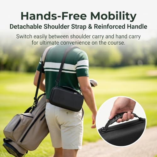 Portable Storage Case for MiLESEEY GeneSonic Pro Golf Speaker, Golf Speaker and Handheld GPS Rangefinder Travel Bag, Mesh Pocket for Charging Cable Accessories, with Handle and Shoulder Strap