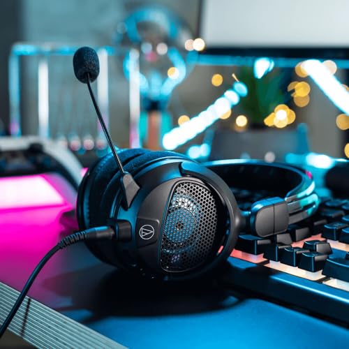 Audio-Technica Consumer ATH-GDL3 Open-Back Over-Ear Gaming Headset with Microphone Bundle with Headphone Accessories (Black)