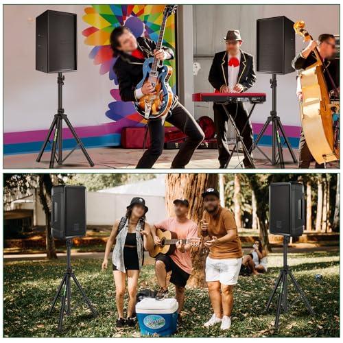 Pair of Speaker Tripod Stands 43.7"-70.8" PA DJ 35mm Mount Insert | Metal, Speaker Stands Pair, Height Adjustable, Floor