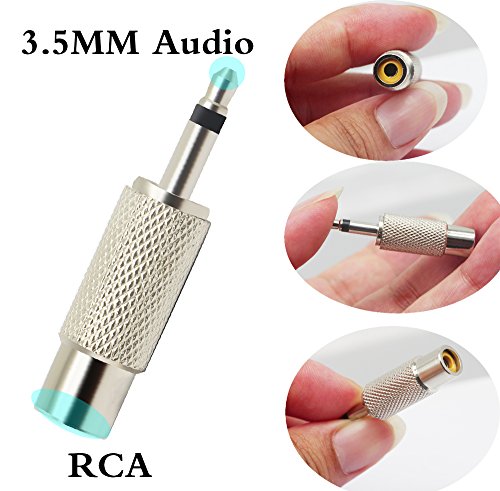RCA to 3.5MM Audio TS Adapter 3.5mm 1/8" Mono Plug Male to RCA Female Jack Adaptor Connector (Silver)(5 Packs, 2-Pole) - color: 5 Packs, 2-Pole