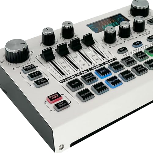 Streaming Audio Mixer, LCD Gaming Audio Mixer Interface, Live Sound Card with Bluetooth, 48V Phantom Power for Live Streaming Podcast, Recording, Gaming