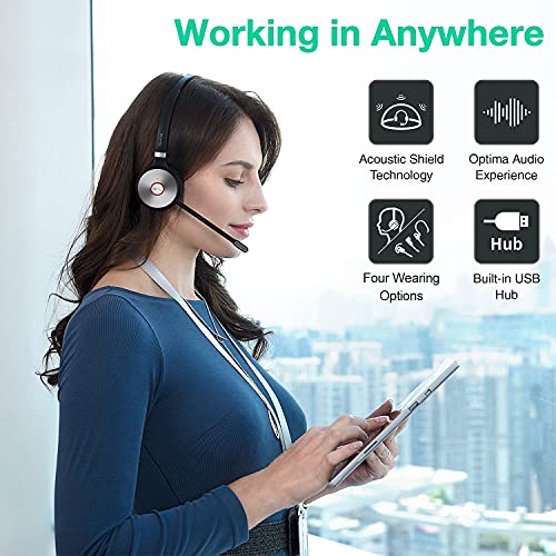 Yealink WH66 Dual Teams Wireless Noise Canceling Headset - Headset Works with USB Enabled Computers, Desk Phones and Softphones Also Connects to Cell Phones with Bluetooth. - color: Black, style: Modern