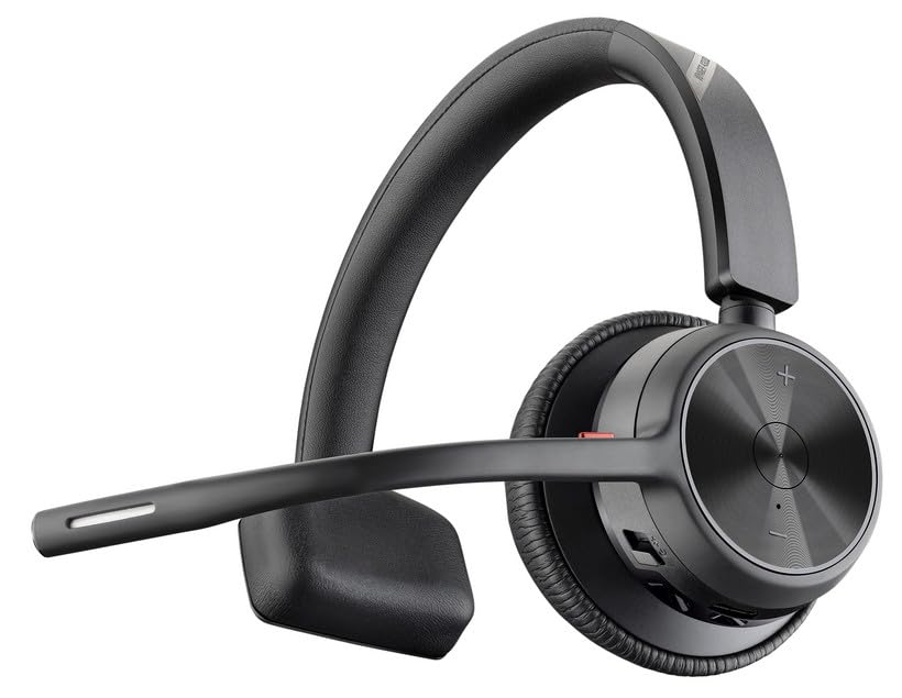 Poly - Voyager 4310 UC Wireless Headset + Charge Stand (Plantronics) - Single-Ear Headset- Connect to PC/Mac via USB-A Bluetooth Adapter, Cell Phone via Bluetooth-Works w/Teams (Certified), Zoom&More - style: Headset + Charge Stand