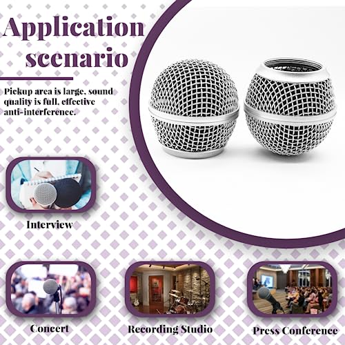 SM58 Microphone Head Replacement, Standard Size, 4 Pack | Grille Mic Replacement, With Foam