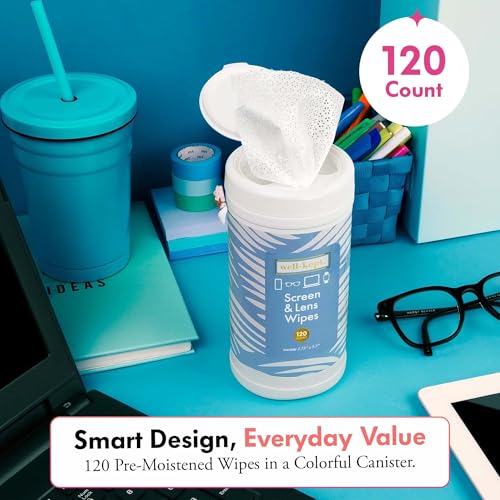 Cocoa Beach Tech & Lens Wipes Canister for Glasses & Phones, 120 Count | Pre-moistened, lint-free wipes remove smudges without streaks or scratches. Safe for lenses, phones, tablets & screens. - color: Cocoa Beach