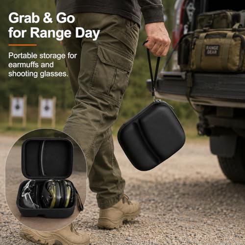 GWCASE Earmuffs & Shooting Glasses Case, Compact Carry, Case Only