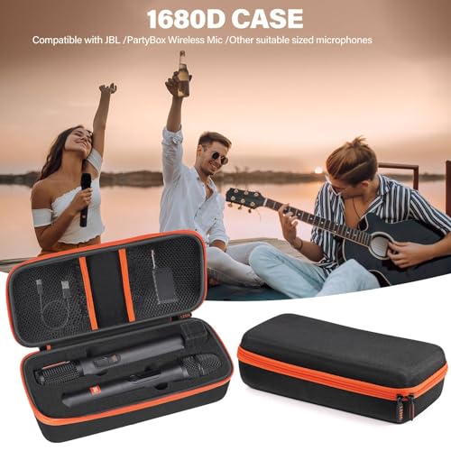 Wireless Microphone Case Compatible with JBL Wireless Two Microphone System | Dual Wireless Mic Case for Party Box, Singing Karaoke Travel Bag for JBL Mic, Receiver, Adapter, AA Batteries (BOX ONLY) - color: Black