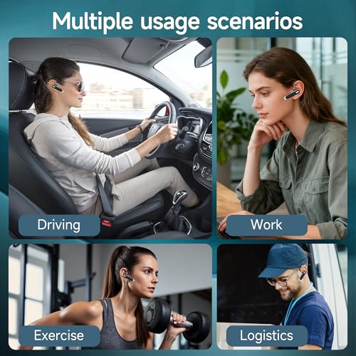 Bluetooth Headset V6.1, Wireless Bluetooth Earpiece with Mic, CVC8.0 Noise Cancelling Business Headset, 100H Playtime, LED Display, Dual Device Pairing, Mute Button for Office, Driving, Trucker