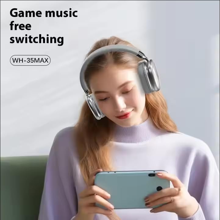 Wireless Over Ear Headphones,Noise Canceling Bluetooth Headphones with Microphone 48H Playtime HiFi Stereo Lightweight Soft Earpads Headset Deep Bass Android iOS Compatibility for Home Travel Office