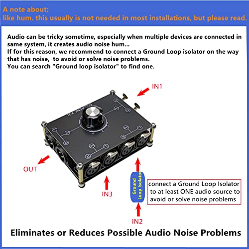 X31 XLR Balanced Cable Switch Signal Sources selector 3 in 1 Out Audio switcher Splitter Box - color: Black
