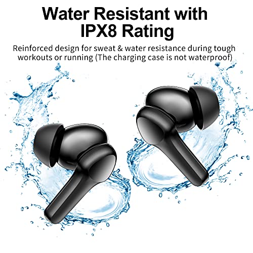 Wireless Earbuds,Bluetooth 5.3 Ear buds Immersive Sound Hi-Fi Stereo IPX8 Waterproof Headsets Premium Deep Bass Headphones with 4 Mics Call Noise Cancelling Earphones for iOS,Android,Workout - Black - color: All Black