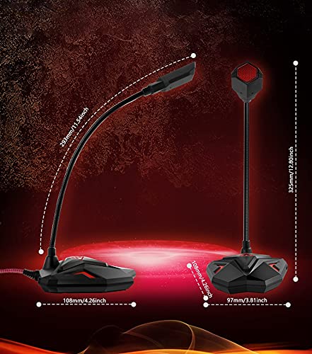 Microphone for Computer, USB Microphone with Mute Button, Desktop PC Mic Gooseneck Design with Headphone Monitoring Jack for PC,Laptop,Gaming Recording