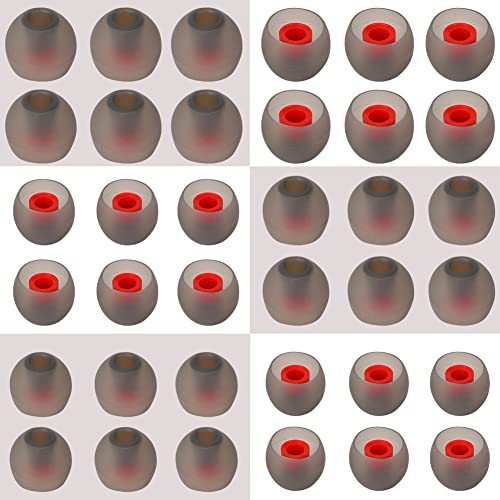 Replacement Earbud Tips Silicone Ear Tips for in- Ear Headphones Eartips Tips (Inner Hole from 3.8mm-5.5mm Earphones) Earbud Replacement Tips Earbuds Cap 18 Pairs S M L - color: Black Red