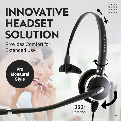 INNOTALK Phone Headset Compatible with Avaya Merlin Magic 4406D+ 4412D+, 4424D+, 4424LD+ Noise Cancel Phone Headset - Luxury Monaural Headset + HIC Headset Cord - size: Pro Monaural