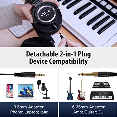 JOYO Wireless in Ear Monitor System JW-07 Bundle Studio Monitor Headphones Wired Audio Recording Monitor Headset Over Ear Headphones