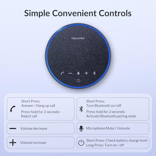 FreeChat Conference Speakerphone, 3 AI Mics 360 Voice Pickup | Smart Noise Cancelling, Portable Speaker for Video Calls, Home Office & Small Team Meetings - color: FreeChat 101(3 Mics)